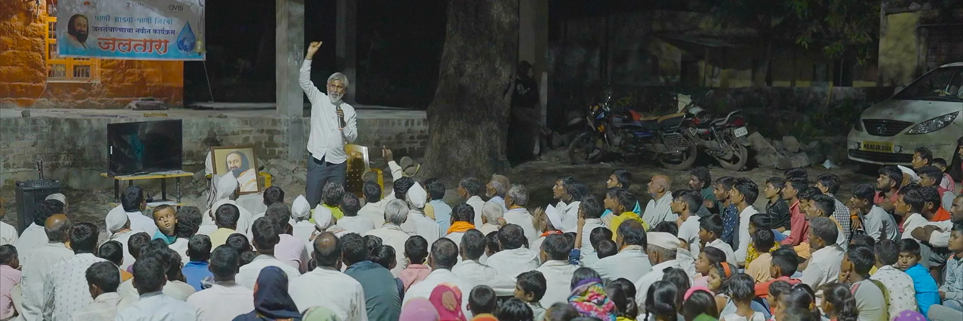 Community members gathered at a social project in India